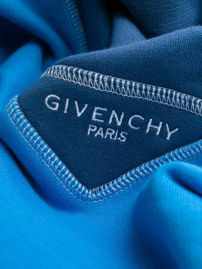 Shop Givenchy Contrasting Panels Hoodie In Blue