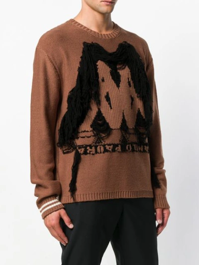Shop Paura Logo Knit Sweater - Brown