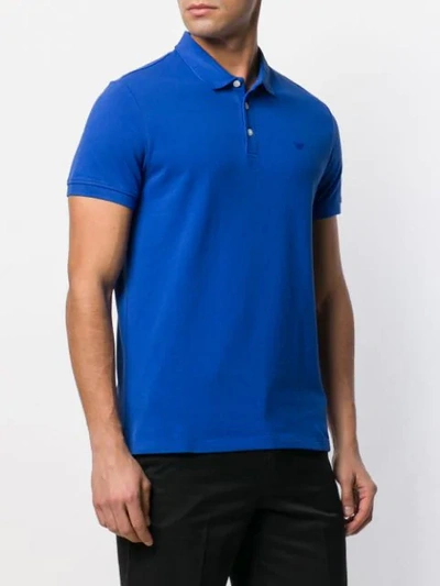 Shop Emporio Armani Logo Polo Shirt In Blue