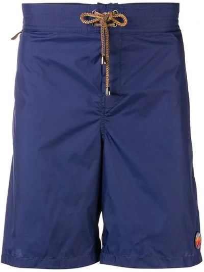 Shop Missoni Mixed Print Detail Swim Shorts In Blue