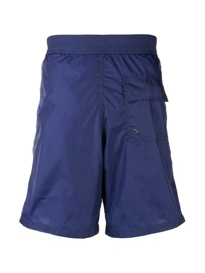 Shop Missoni Mixed Print Detail Swim Shorts In Blue