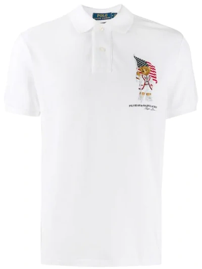Shop Polo Ralph Lauren Custom Slim-fit Bear Polo Shirt In White