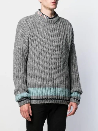 Shop Dsquared2 Striped Chunky Knit Jumper In Grey