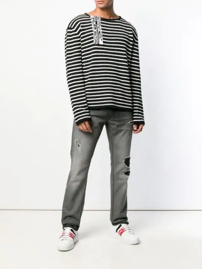 Shop Just Cavalli Striped Ribbed Sweater In Black