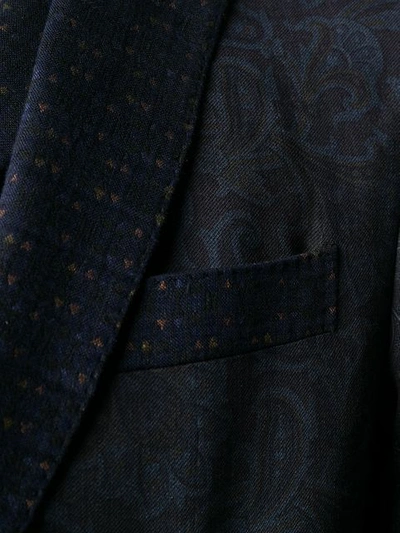 Shop Etro Printed Formal Suit - Blue