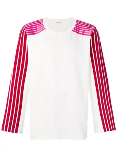 Shop Dima Leu Striped Sleeves Sweatshirt In White