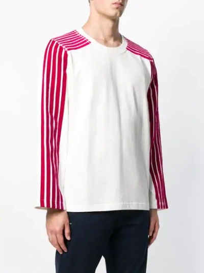 Shop Dima Leu Striped Sleeves Sweatshirt In White