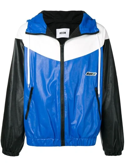 Shop Msgm Colour-block Zipped Jacket In Blue