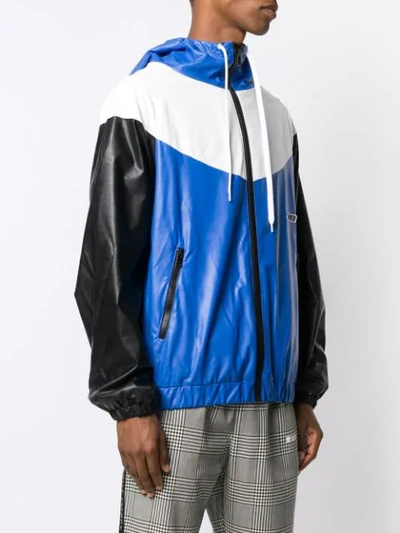 Shop Msgm Colour-block Zipped Jacket In Blue