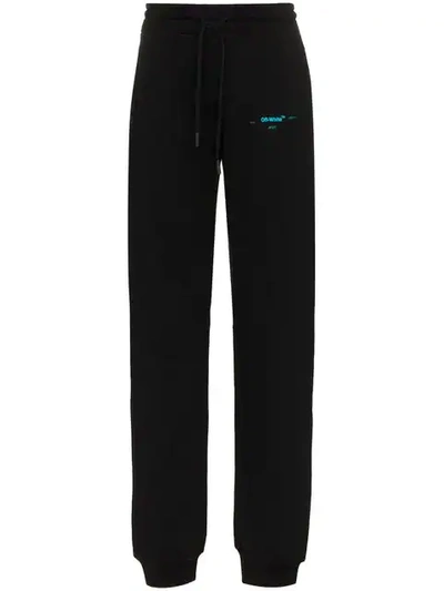 Shop Off-white Logo Detail Cotton Sweat Pants In Black