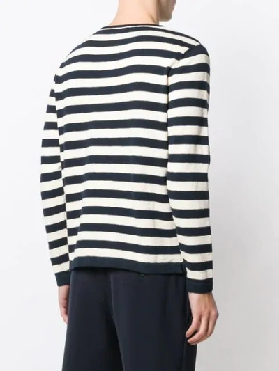 Shop Zanone Striped Round-neck Jumper In White