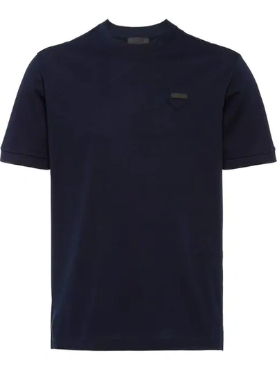 Shop Prada Logo Plaque T-shirt - Blue