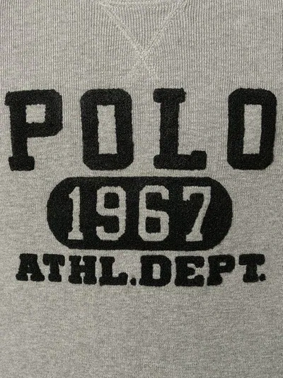 Shop Polo Ralph Lauren Textured Logo Sweatshirt In Grey