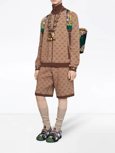 Shop Gucci Gg Jacquard Knit Shorts In Neutrals