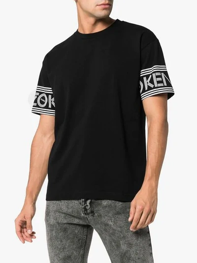 Shop Kenzo Lettering Logo Sleeve T-shirt In Black