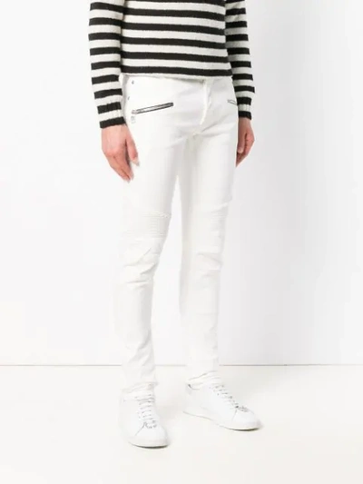 Shop Balmain Biker Trousers - White