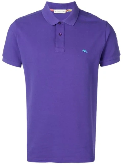 ETRO LOGO EMBROIDERED POLO SHIRT - 紫色