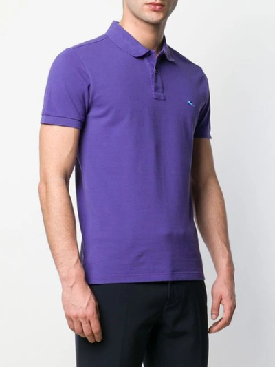 Shop Etro Logo Embroidered Polo Shirt In Purple