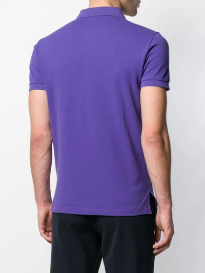 Shop Etro Logo Embroidered Polo Shirt In Purple