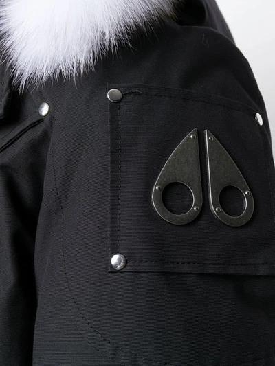 Shop Moose Knuckles Fur Hood Trim Padded Coat In Black
