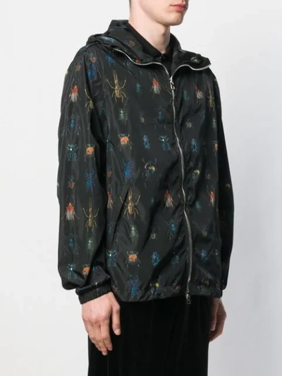 Shop Alexander Mcqueen Insect Print Hooded Jacket In Black