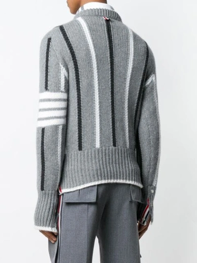 Shop Thom Browne 4-bar Banker Stripe Pullover In Grey