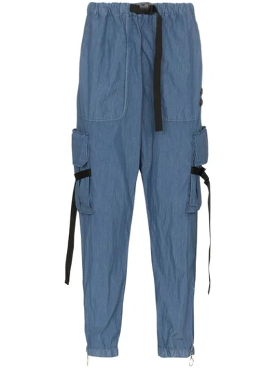 Shop Off-white Denim Cargo Trousers In Blue