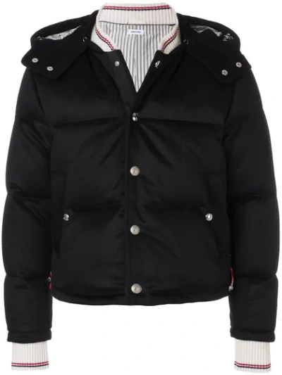 Shop Thom Browne Tonal Grosgrain Down Cashmere Bomber In Black