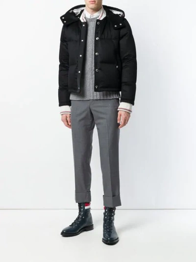 Shop Thom Browne Tonal Grosgrain Down Cashmere Bomber In Black