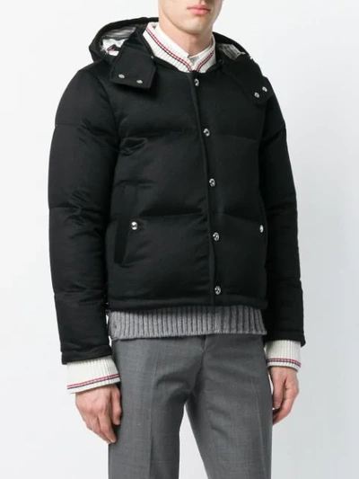 Shop Thom Browne Tonal Grosgrain Down Cashmere Bomber In Black