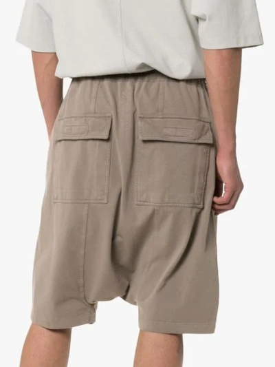 Shop Rick Owens Drkshdw Drawstring Drop Crotch Cotton Shorts In Neutrals