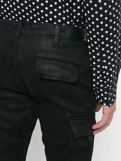 Shop Amiri Skinny Cargo Trousers In Black Wax
