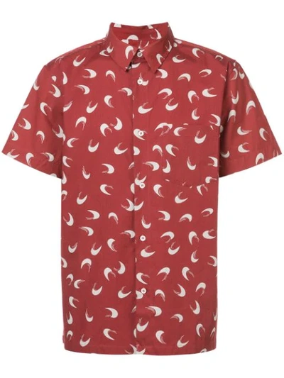 Shop Apc Printed Short Sleeved Shirt In Red