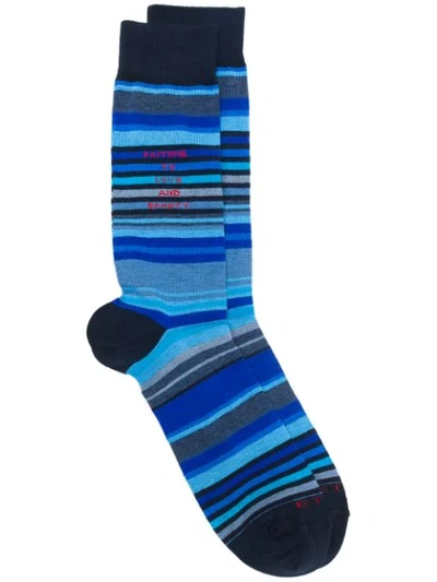 Shop Etro Striped Socks In Blue