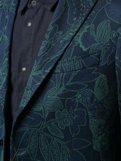 Shop Etro Exotic Floral Print Blazer In Blue