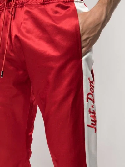 Shop Just Don Logo Panel Track Trousers In Red