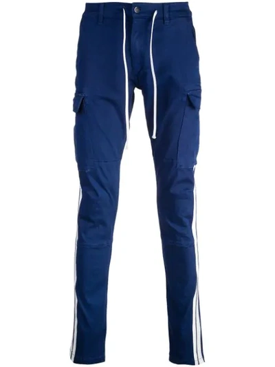 Shop Amiri Side Stripe Skinny Trousers In Blue Wht