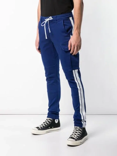 Shop Amiri Side Stripe Skinny Trousers In Blue Wht