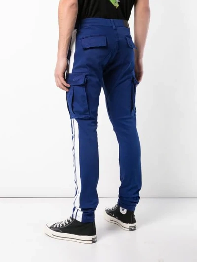 Shop Amiri Side Stripe Skinny Trousers In Blue Wht