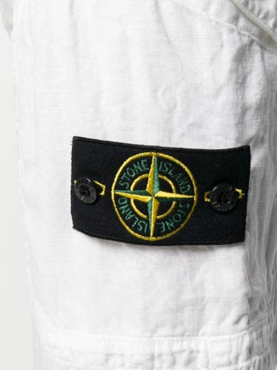 Shop Stone Island Logo Patch Straight-leg Trousers In White