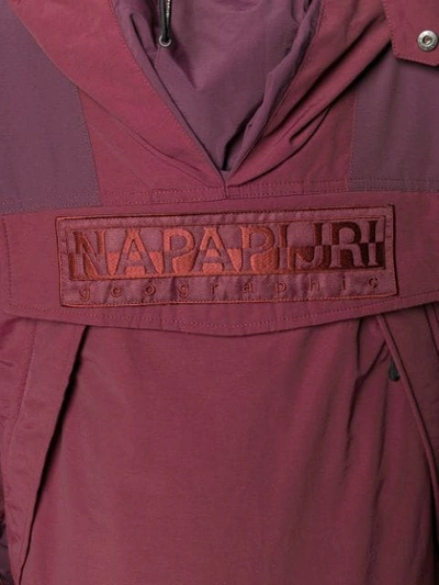 Shop Napapijri Hooded Windbreaker Coat - Red