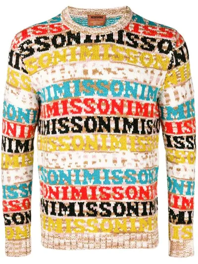 Shop Missoni Logo Knitted Sweater In Yellow