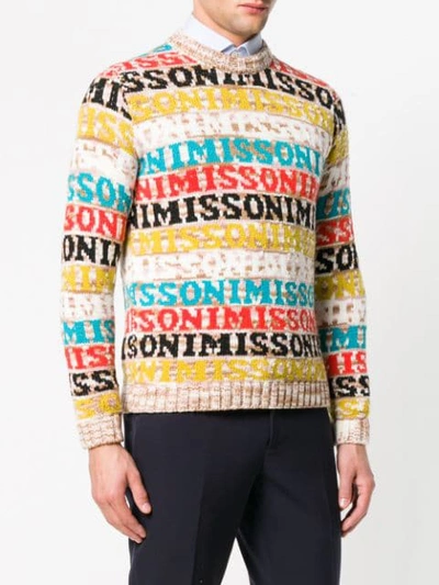 Shop Missoni Logo Knitted Sweater In Yellow