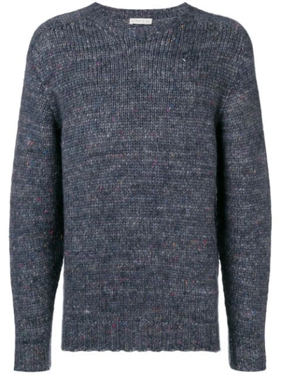 Shop Etro Oversized Knit Jumper In 206 Navy Melange