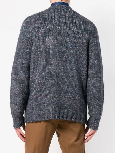 Shop Etro Oversized Knit Jumper In 206 Navy Melange