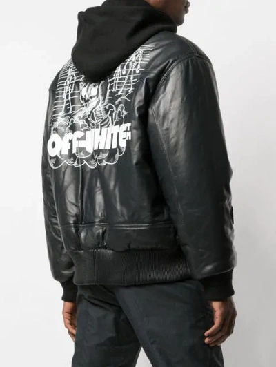Shop Off-white Leather Bomber Jacket In Black