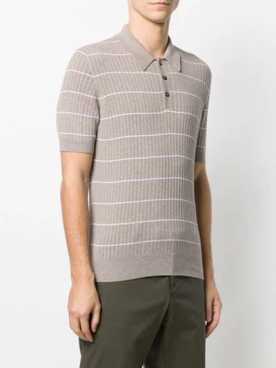 Shop Tagliatore Ribbed Knit Polo Shirt In Grey