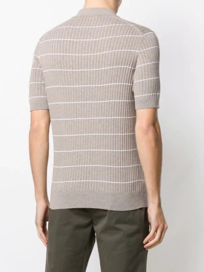 Shop Tagliatore Ribbed Knit Polo Shirt In Grey