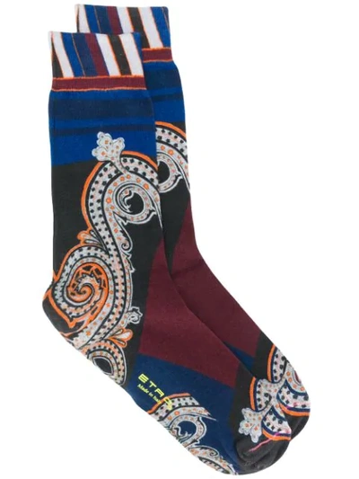 Shop Etro Paisley-print Short Socks In 0001 Multicolor