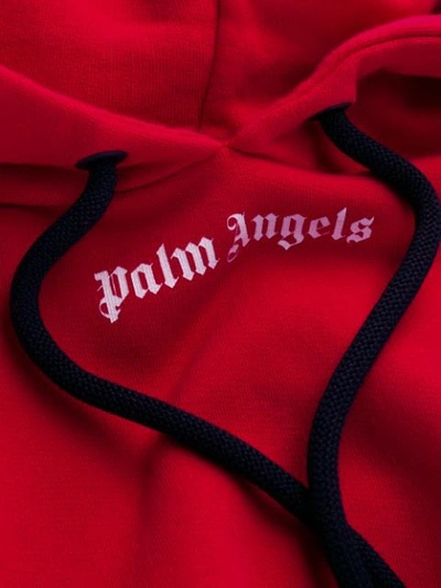 Shop Palm Angels Logo Hoodie In Red